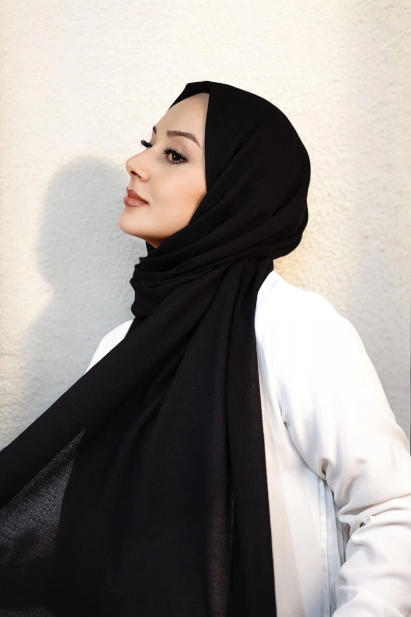 Organik Pamuk Şal - Siyah