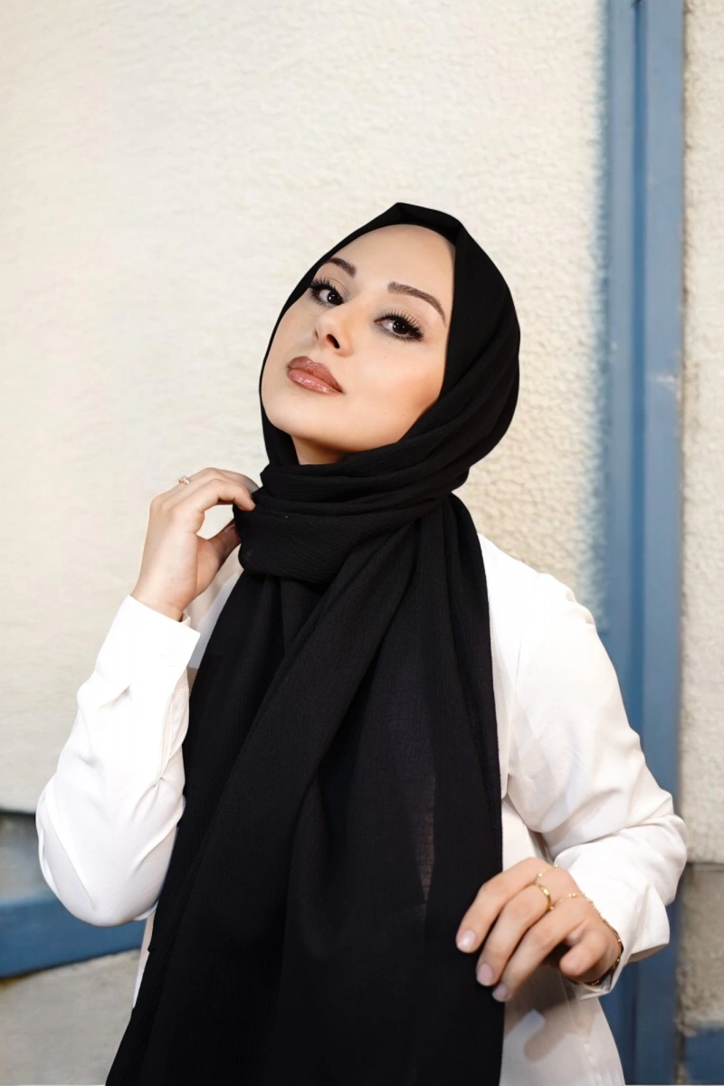 Organik Pamuk Şal - Siyah