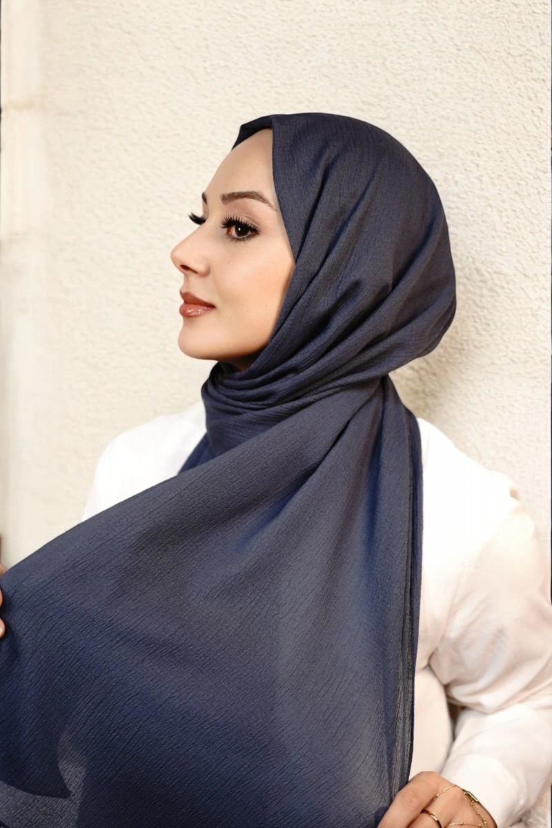 Organik Pamuk Şal - Koyu Lacivert
