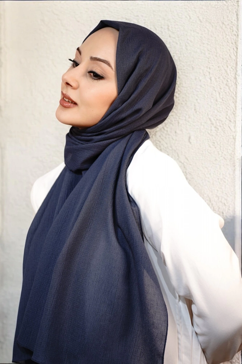 Organik Pamuk Şal - Koyu Lacivert
