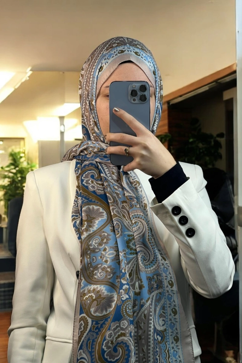 Rose Model Retro Şal - Bebe Mavisi