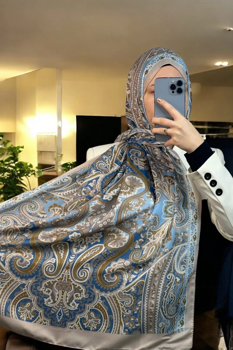 Rose Model Retro Şal - Bebe Mavisi