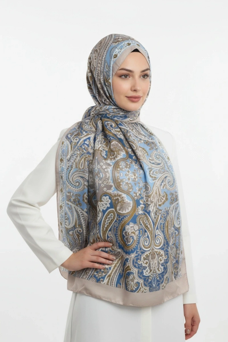 Rose Model Retro Şal - Bebe Mavisi