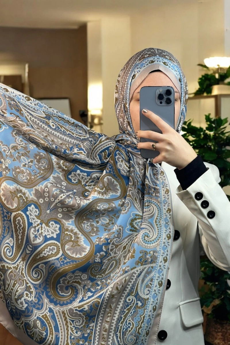 Rose Model Retro Şal - Bebe Mavisi