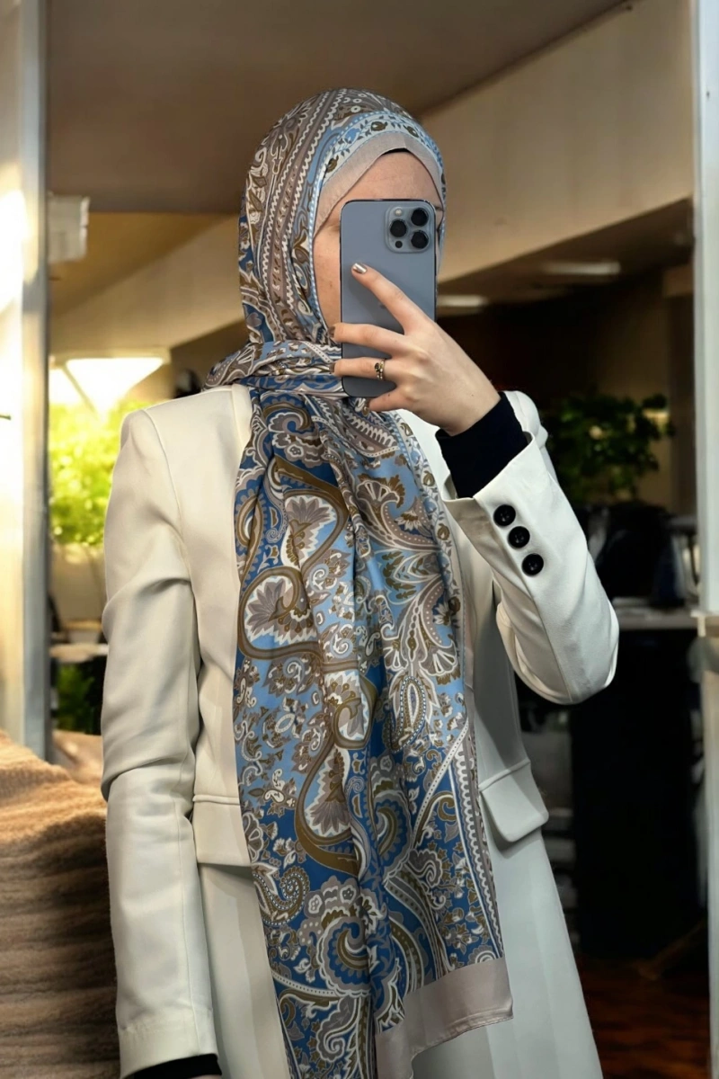 Rose Model Retro Şal - Bebe Mavisi