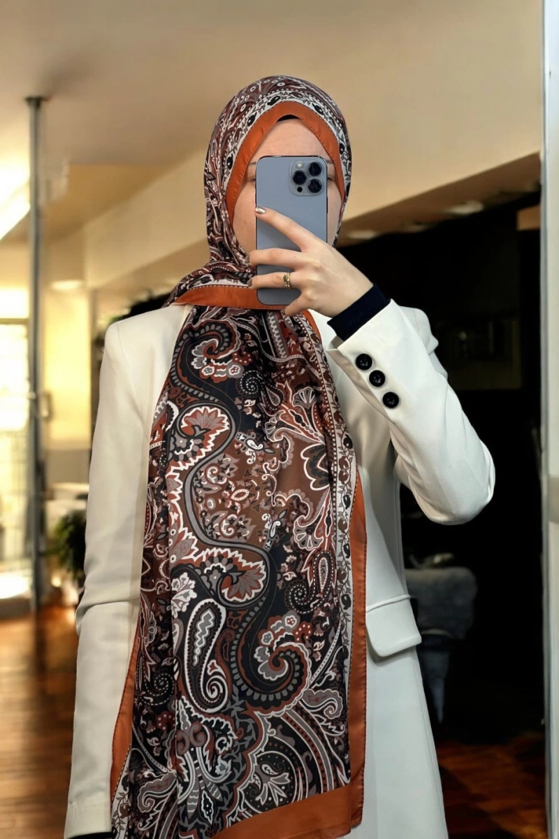 Rose Model Retro Şal - Kiremit