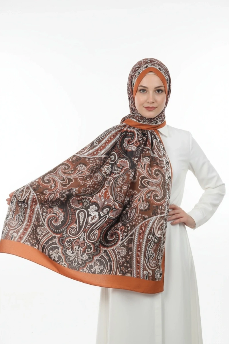 Rose Model Retro Şal - Kiremit