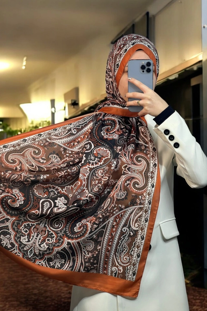 Rose Model Retro Şal - Kiremit