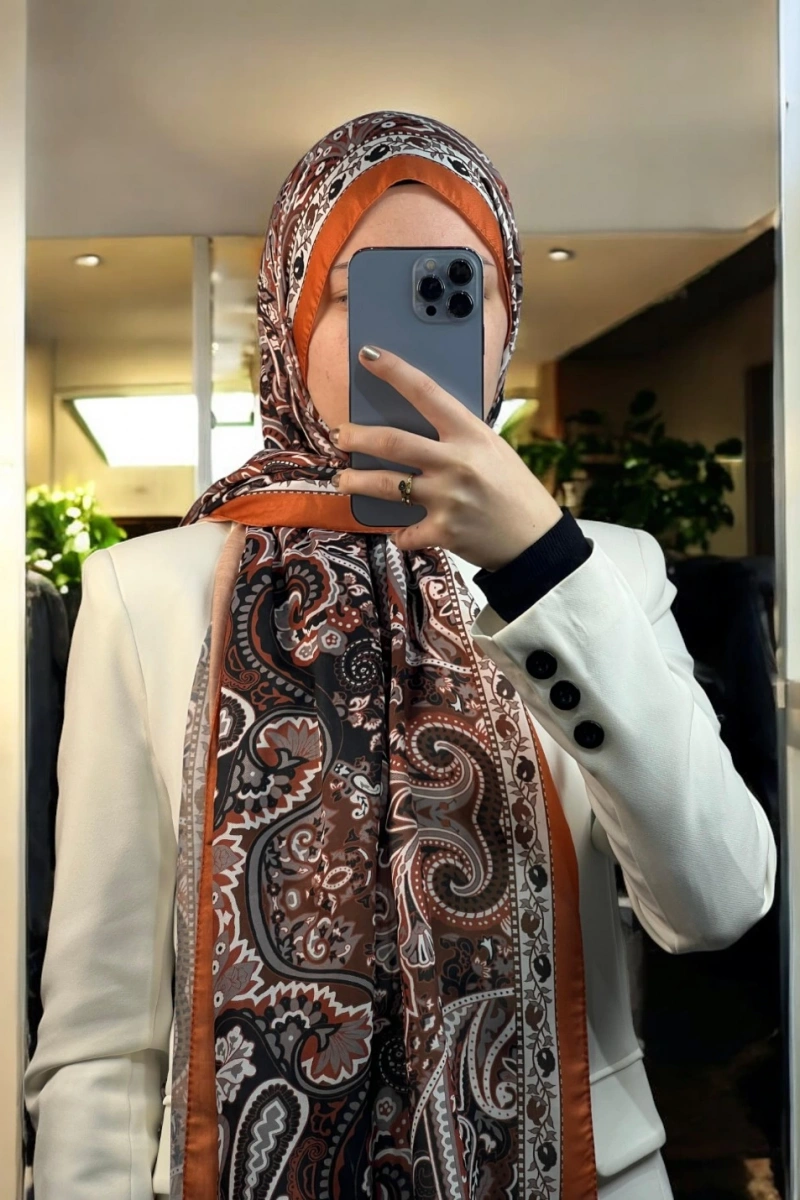 Rose Model Retro Şal - Kiremit