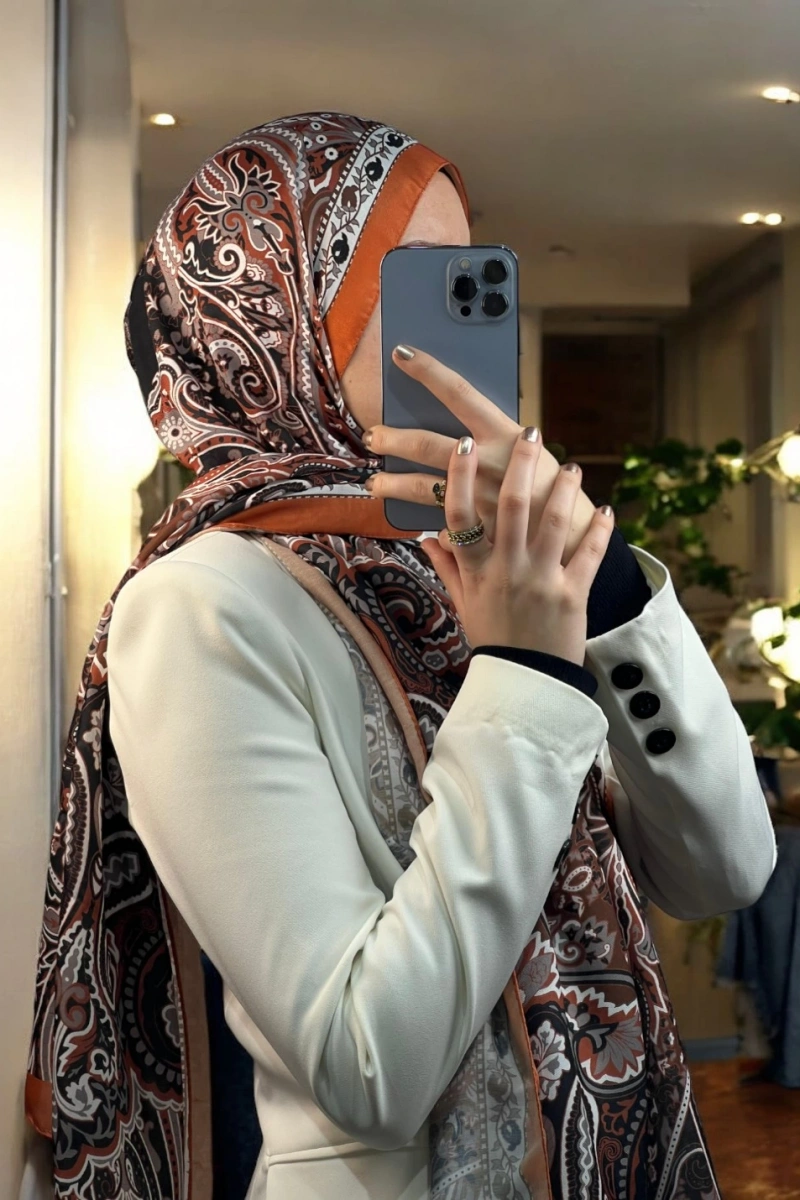 Rose Model Retro Şal - Kiremit