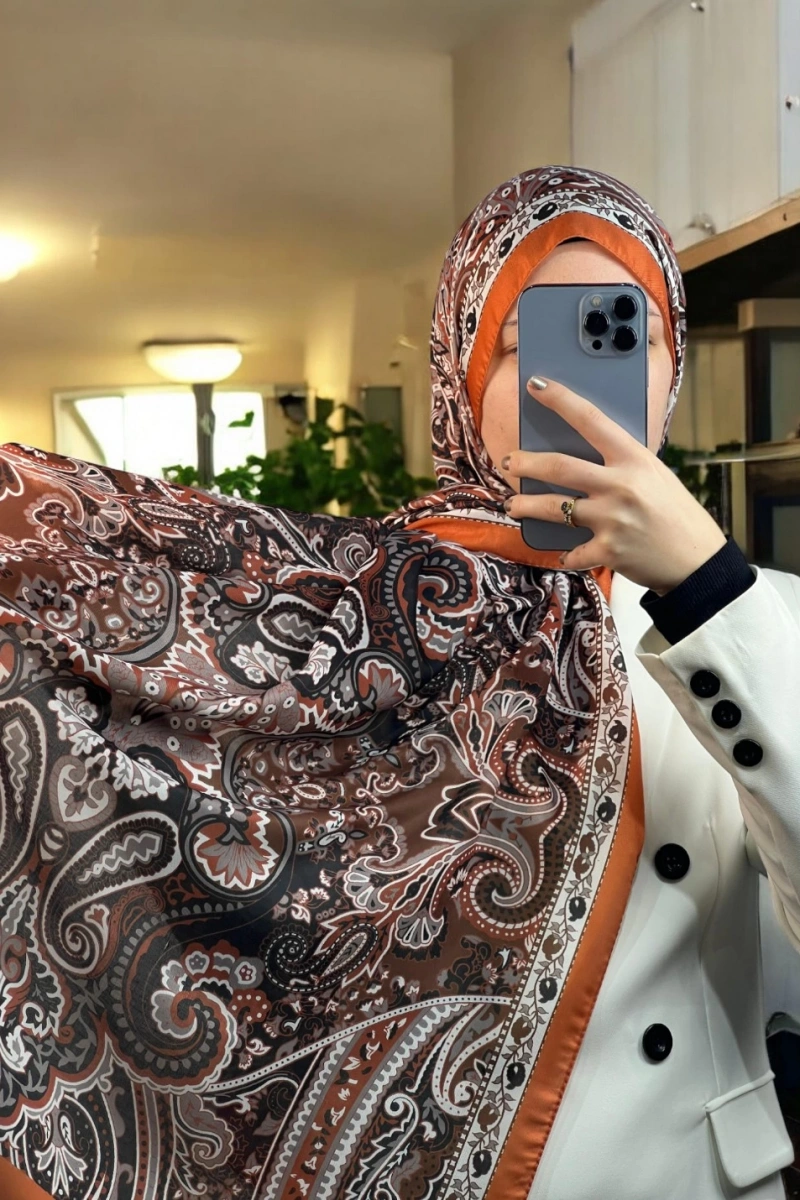 Rose Model Retro Şal - Kiremit