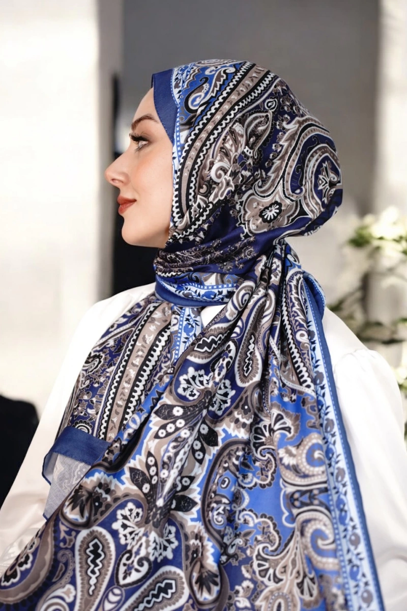 Rose Model Retro Şal - Lacivert