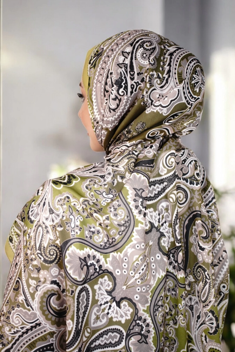 Rose Model Retro Şal - Yağ Yeşili