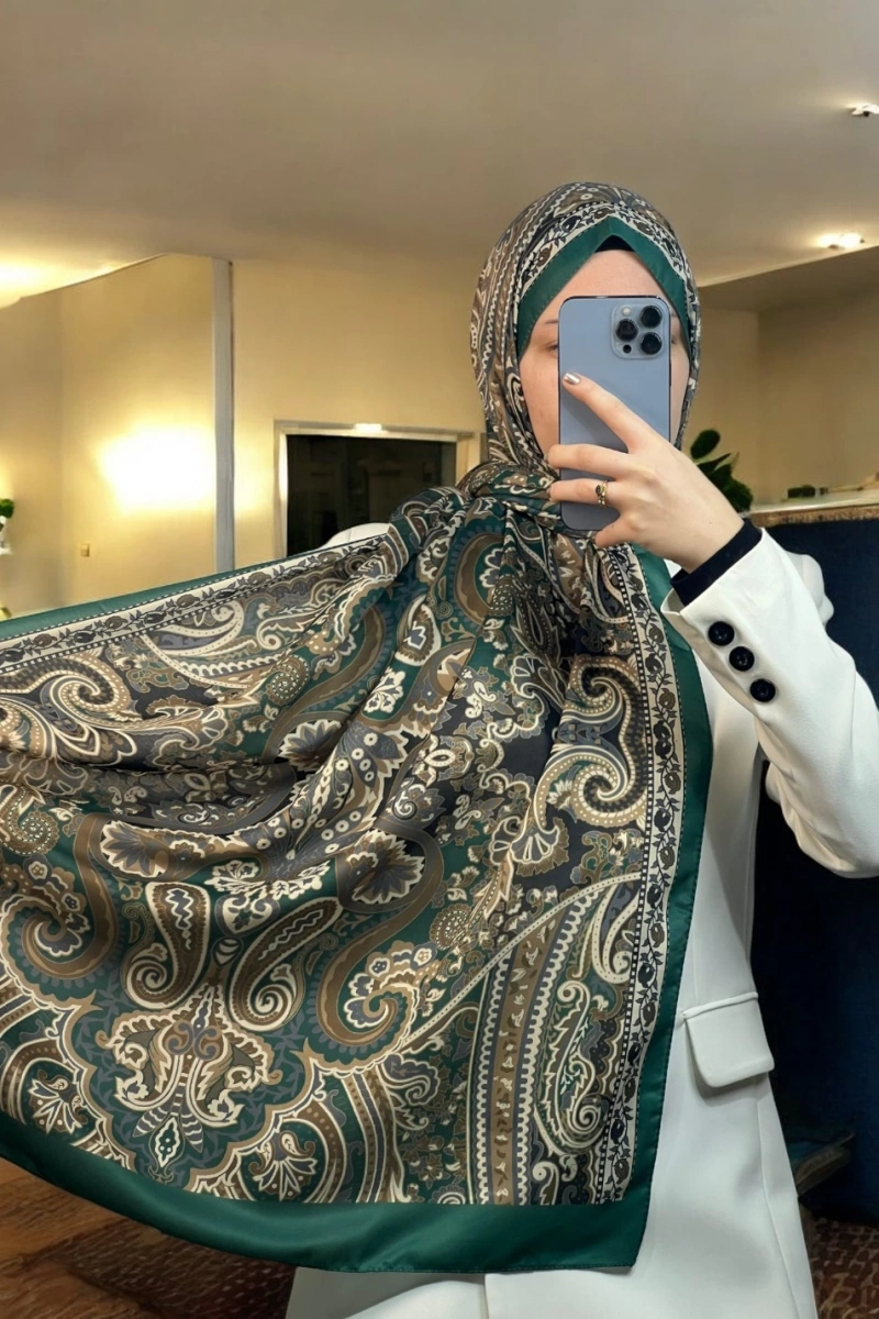 Rose Model Retro Şal - Yeşil