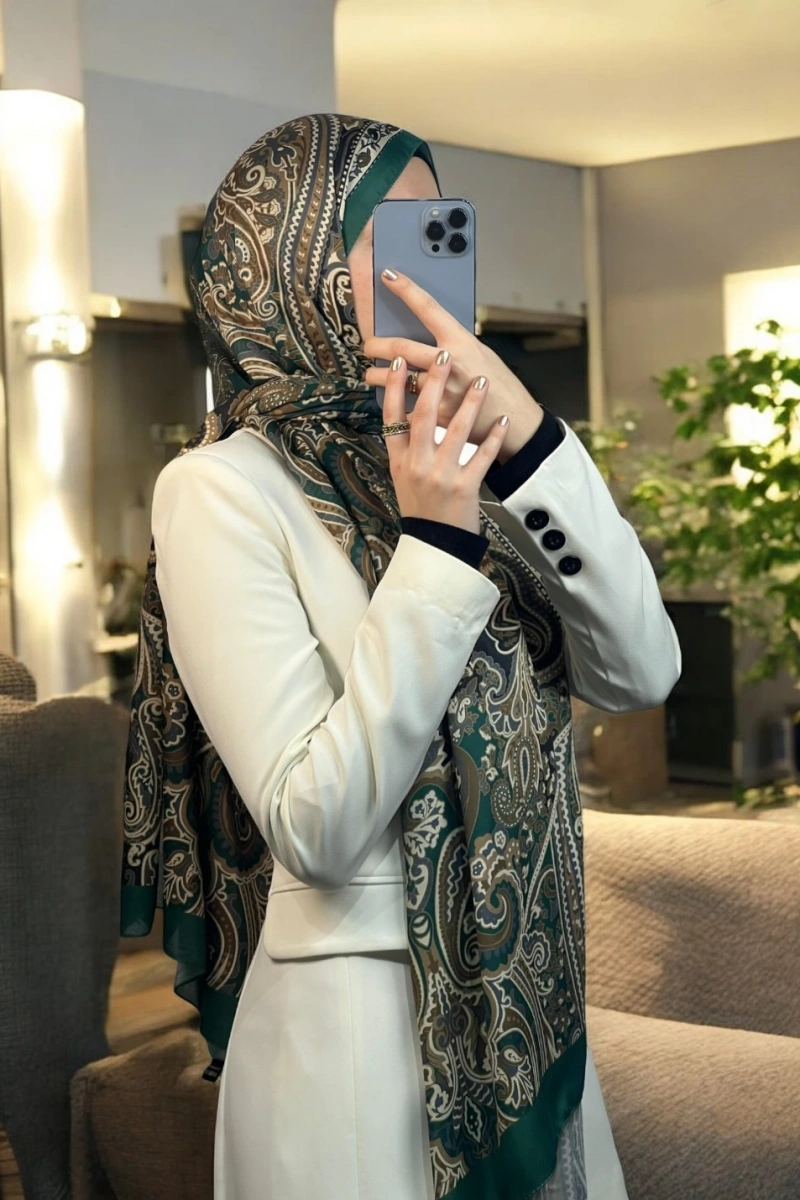 Rose Model Retro Şal - Yeşil