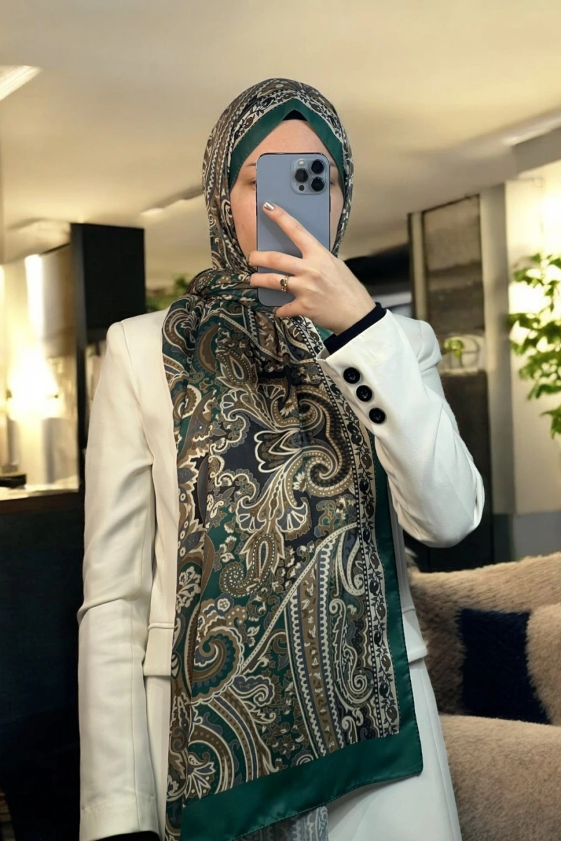 Rose Model Retro Şal - Yeşil