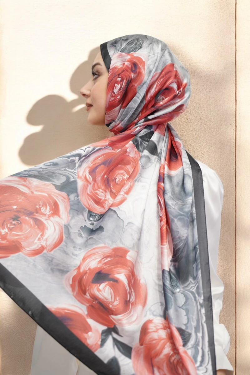 Roses Model Vual İpek Şal - 2