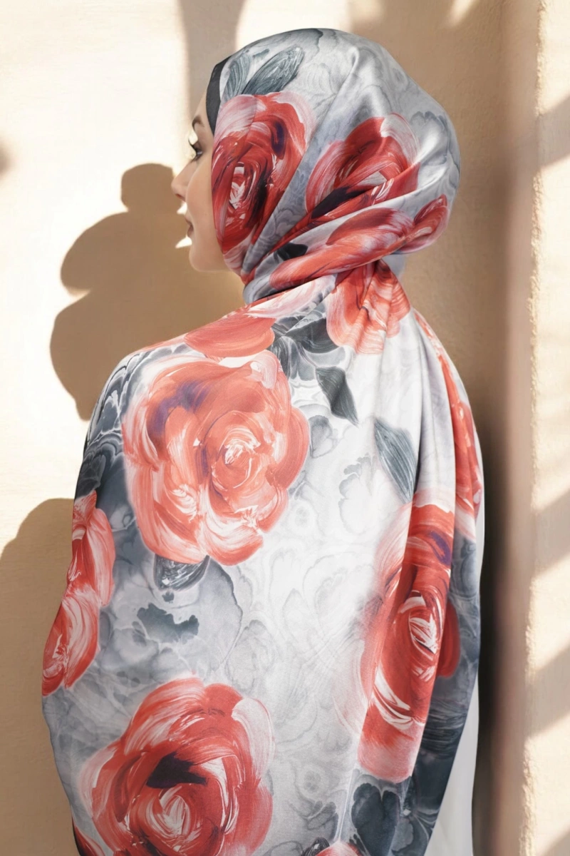 Roses Model Vual İpek Şal - 2