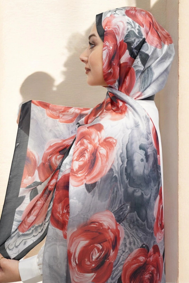 Roses Model Vual İpek Şal - 2