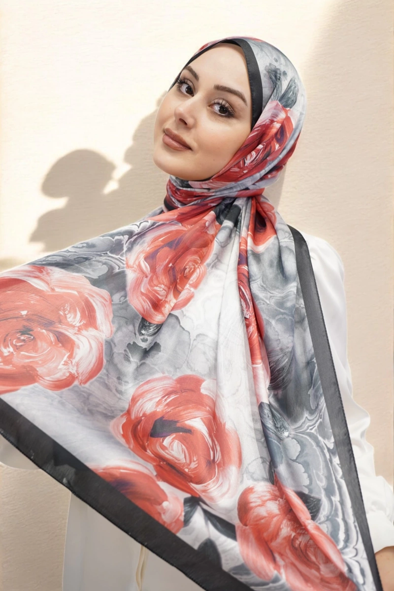 Roses Model Vual İpek Şal - 2