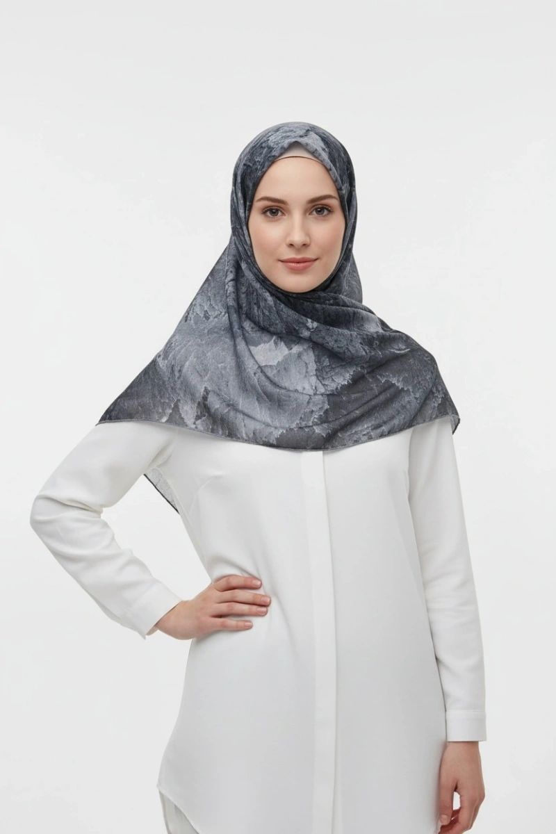 Siyah Serisi Pamuk El Dikişli Eşarp - 2