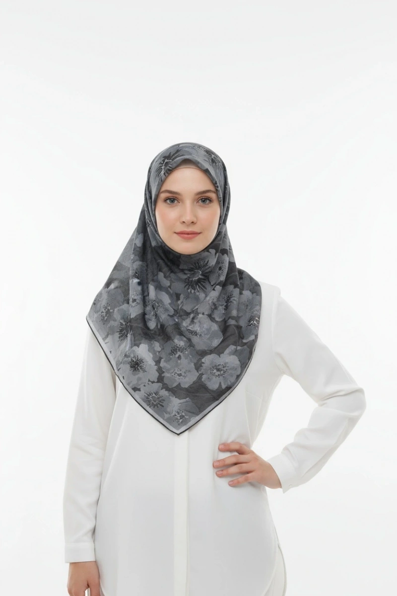 Siyah Serisi Pamuk El Dikişli Eşarp - 9