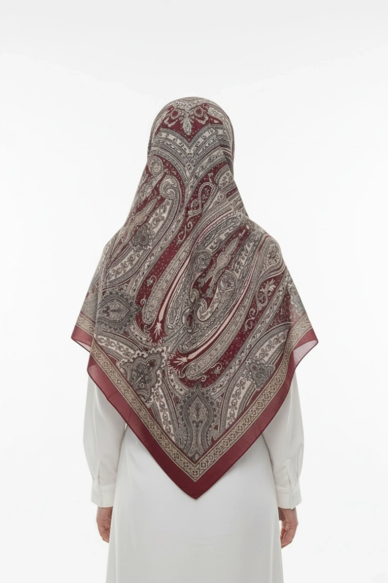 Ürdün Model Retro Şal - Bordo