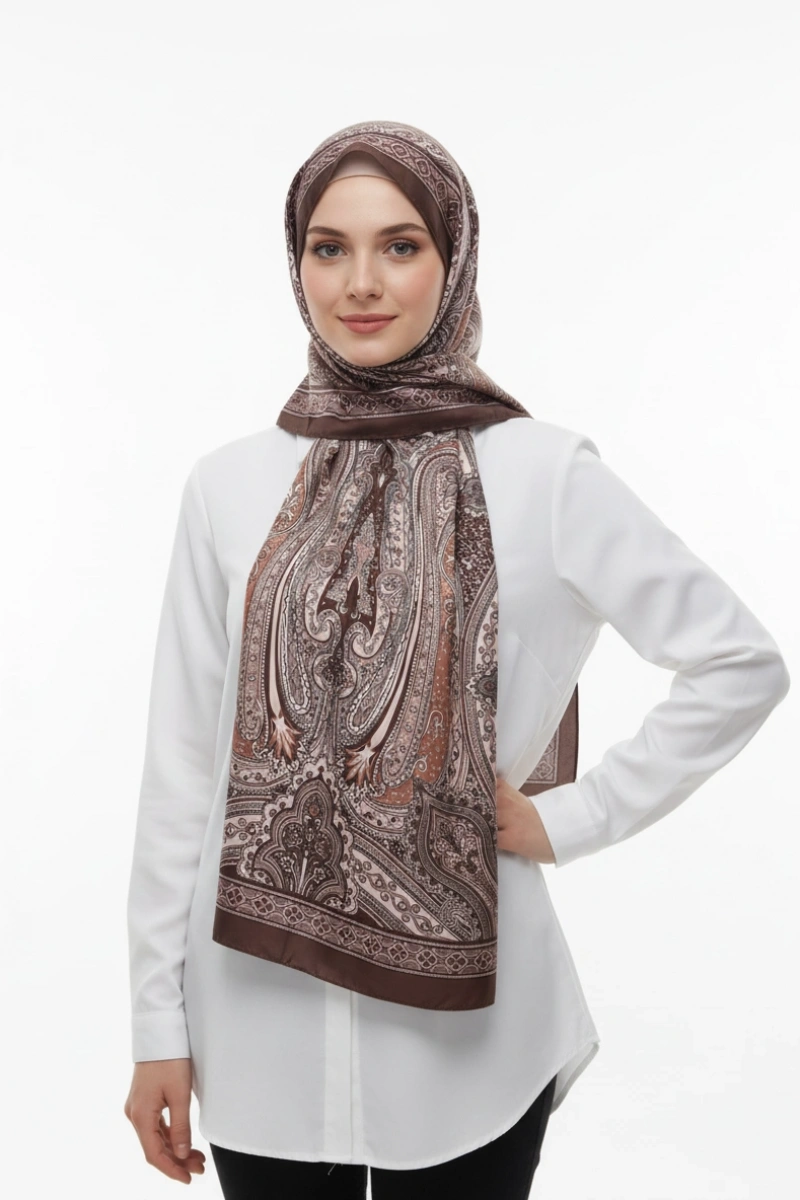 Ürdün Model Retro Şal - Kahverengi