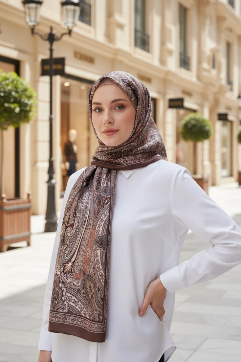 Ürdün Model Retro Şal - Kahverengi