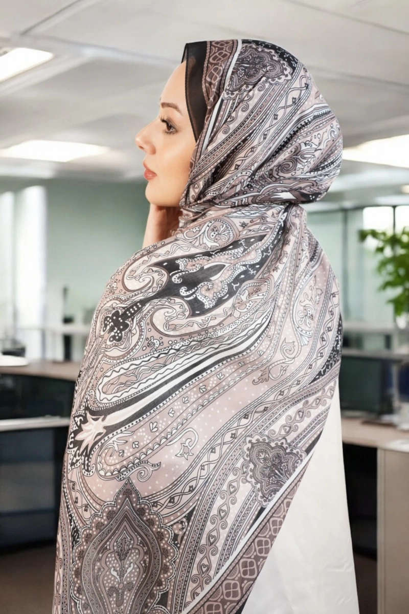 Ürdün Model Retro Şal - Siyah Antrasit