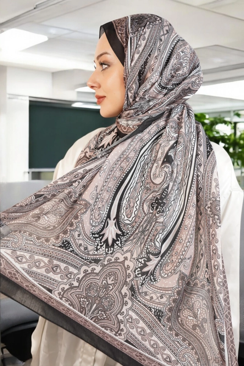 Ürdün Model Retro Şal - Siyah Antrasit