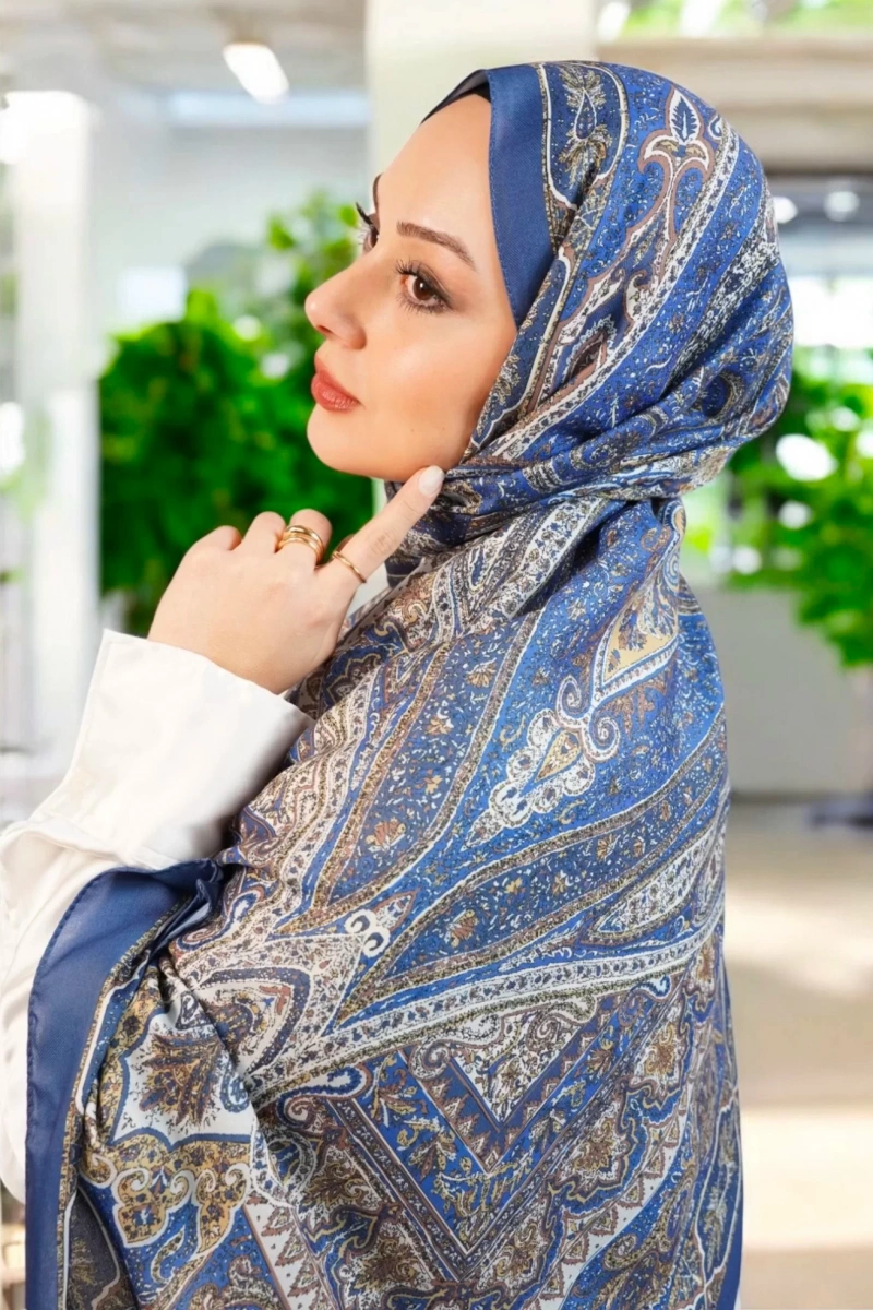 Violet Model Retro Şal - Mavi Vizon