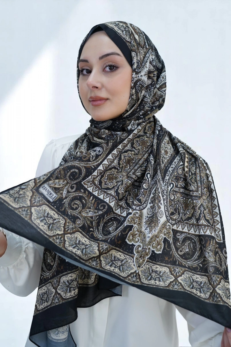 Violet Model Retro Şal - Siyah Beyaz