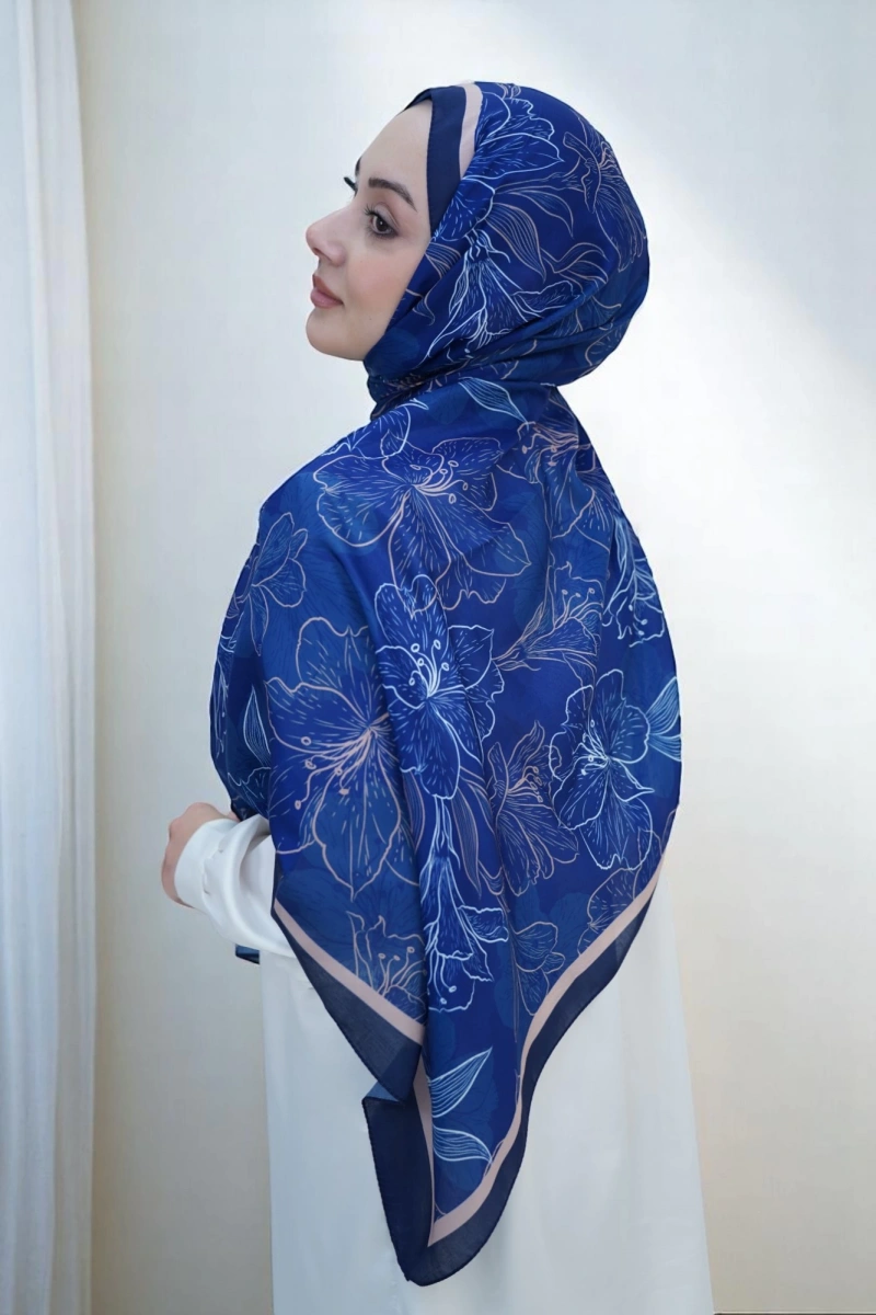 Zambak Model Retro Desen Retro Şal - 1