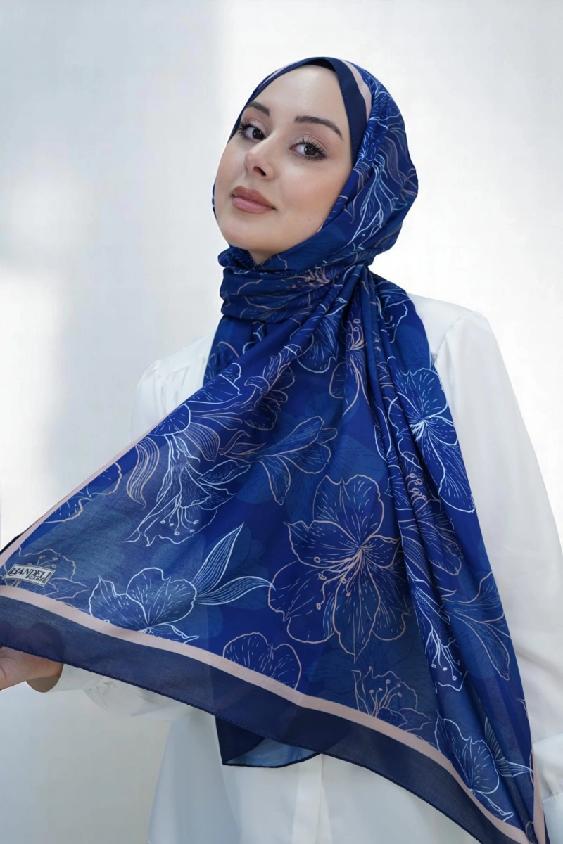 Zambak Model Retro Desen Retro Şal - 1