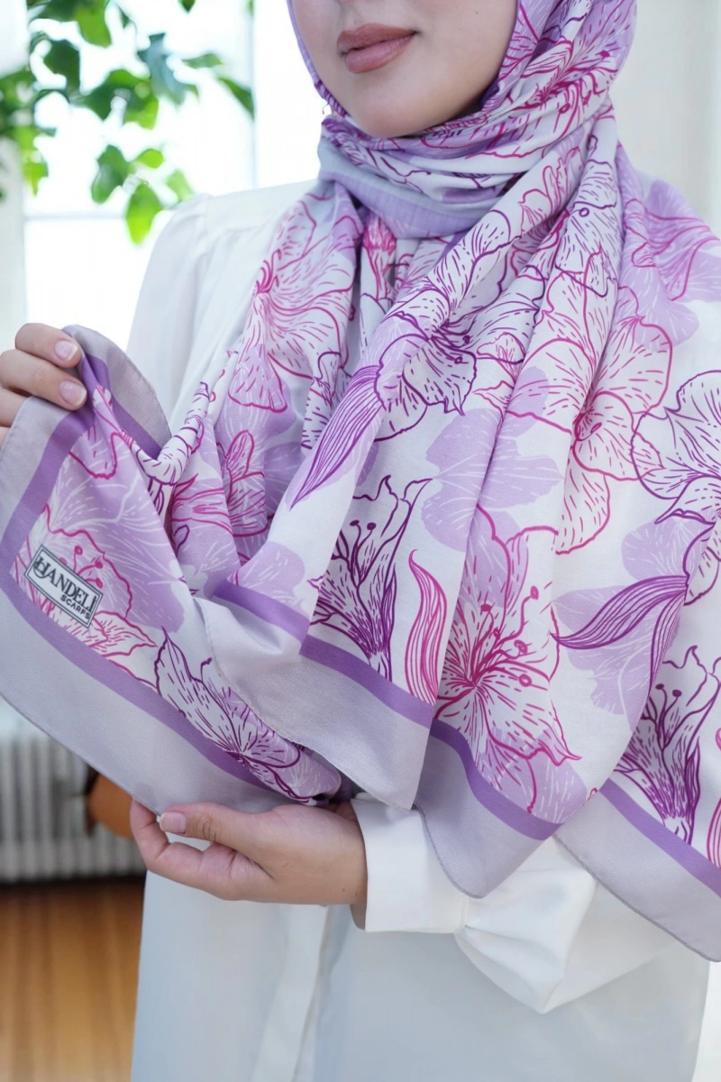 Zambak Model Retro Desen Retro Şal - 10