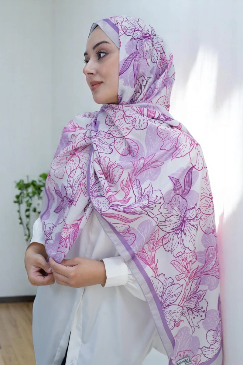 Zambak Model Retro Desen Retro Şal - 10