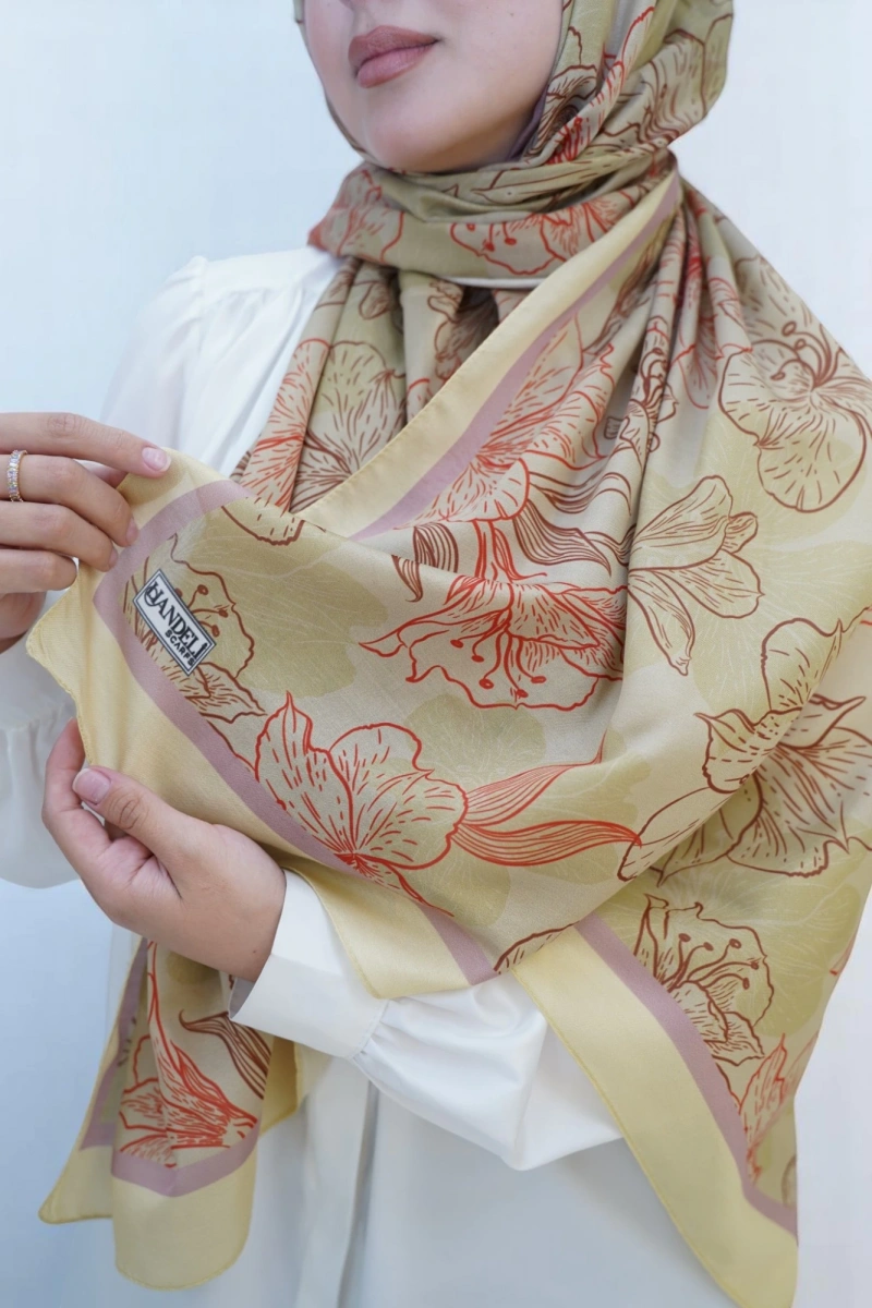 Zambak Model Retro Desen Retro Şal - 12