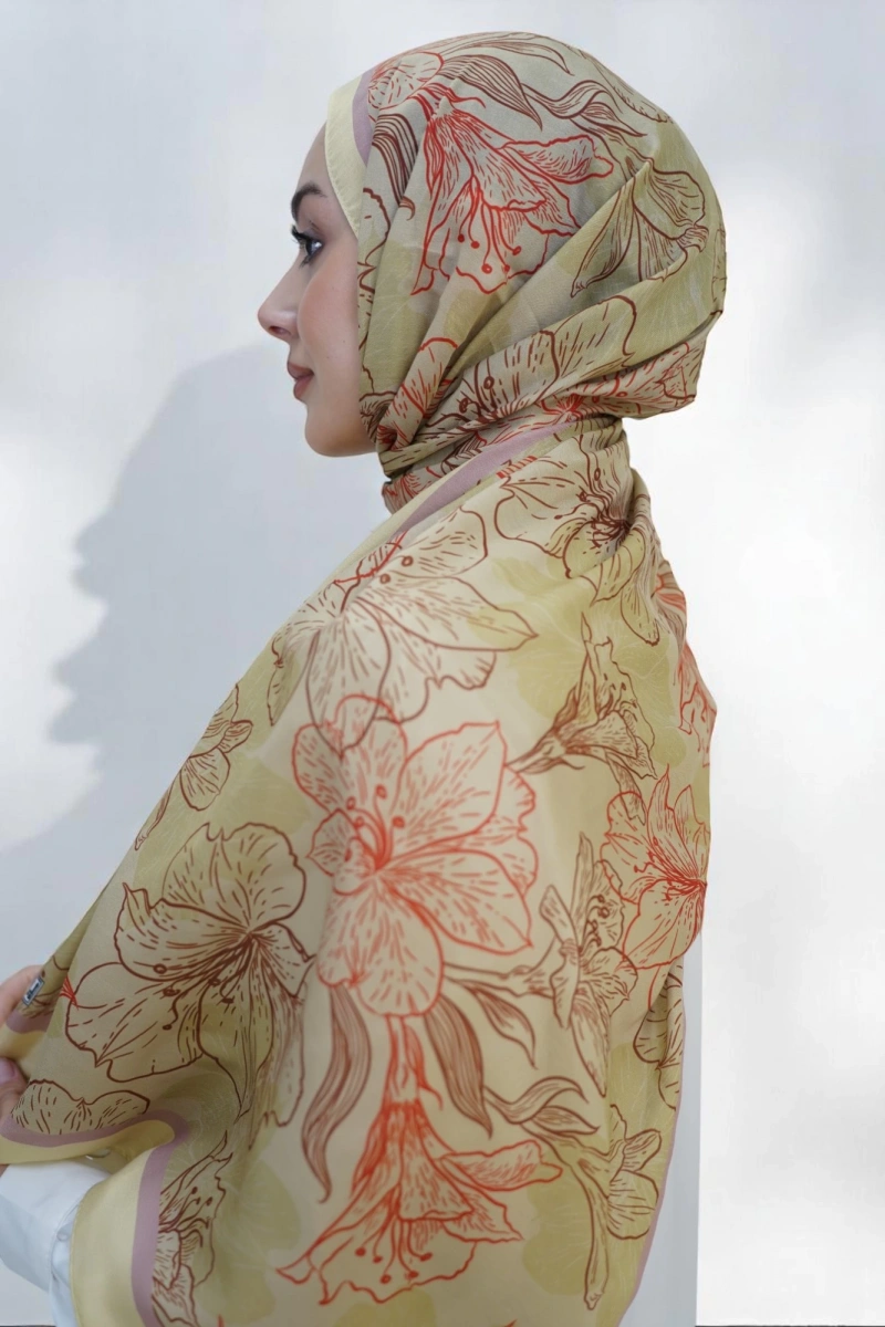 Zambak Model Retro Desen Retro Şal - 12