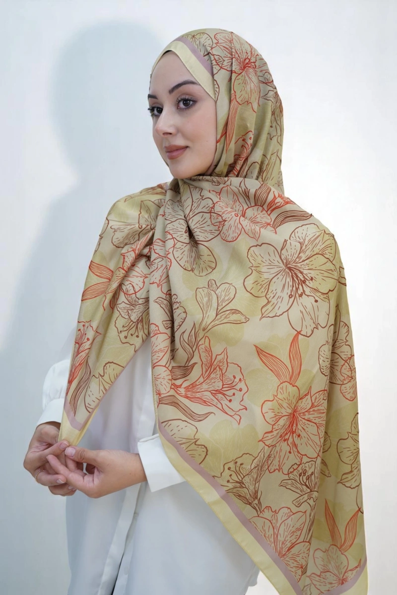 Zambak Model Retro Desen Retro Şal - 12