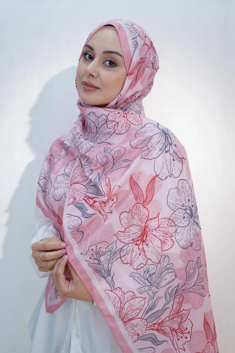 Zambak Model Retro Desen Retro Şal - 4