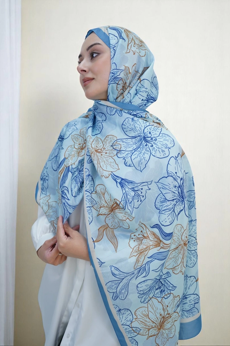 Zambak Model Retro Desen Retro Şal - 8
