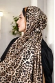 Leopar Desen Şal - Siyah Kahve