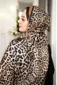 Leopar Desen Şal - Siyah Kahve