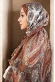 Babil Model Retro Desen Şal - kahverengi