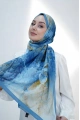 Çınar Model Retro Desen Retro Şal - Mavi