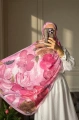 Pastel Model Retro Desen Şal - Pembe