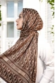 D Model Çift Taraflı Kaşmir Şal - Kahverengi