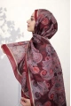 Evora Model Etnik Desen Retro Şal Bordo