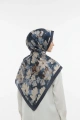 Flora Model Retro Desen Şal - Gece Mavisi